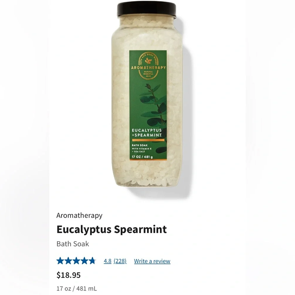 Aromatherapy “Eucalyptus Spearmint” Bath Soak, 17 oz / 481 mL, B&BW, NWT + Wrap